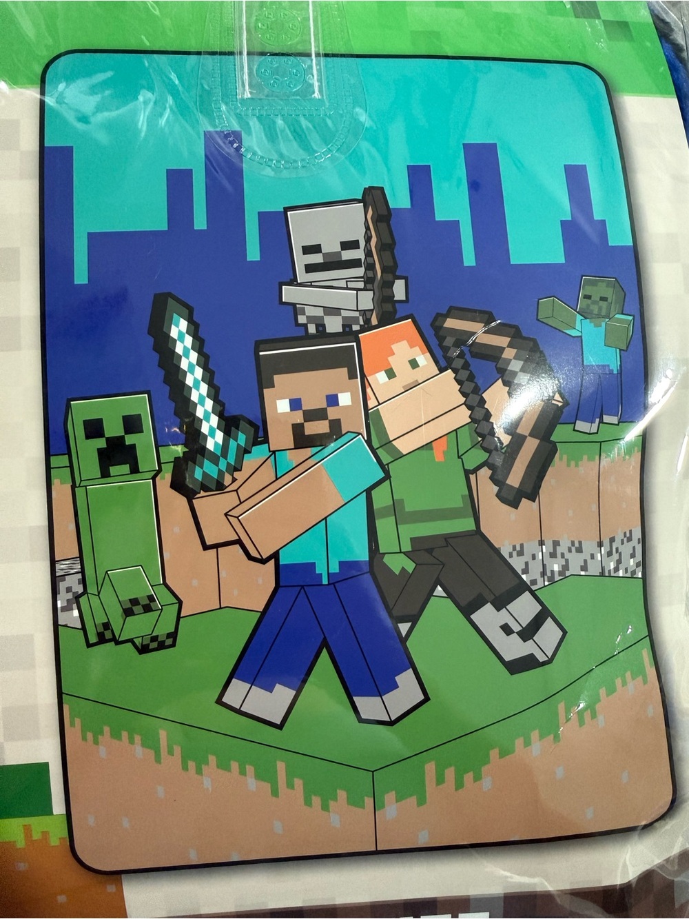 Minecraft Kids blanket - Blue & Green